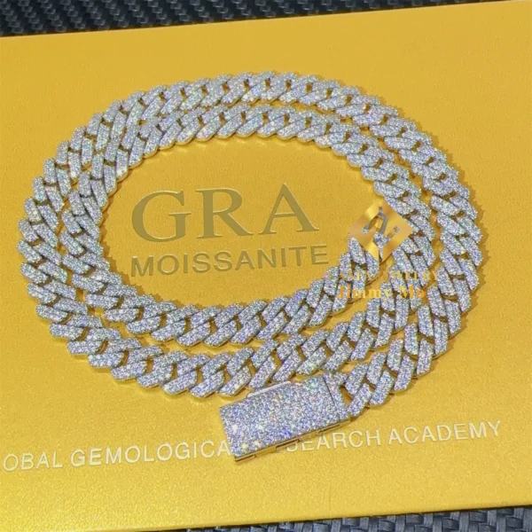 Hot Selling Pass Diamond Tester 8mm Two Rows Pass Diamond Tester Iced Out Hip Hop  VVS1 Moissanite Cuban Link Chain Necklace - Image 4