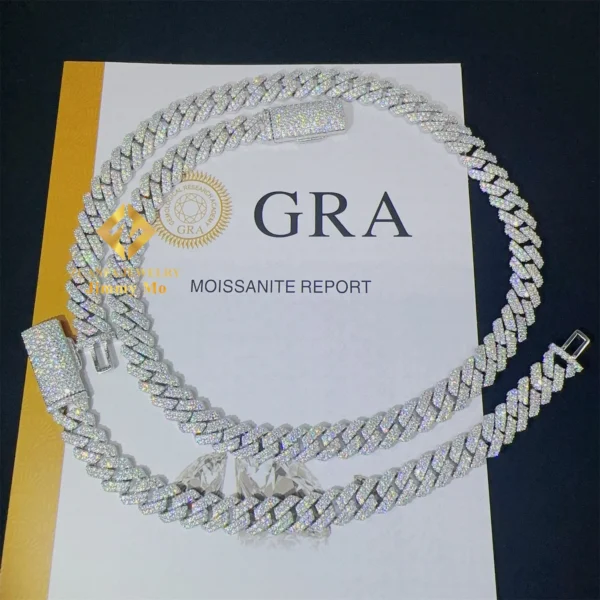 Hot Selling Pass Diamond Tester 8mm Two Rows Pass Diamond Tester Iced Out Hip Hop  VVS1 Moissanite Cuban Link Chain Necklace - Image 6
