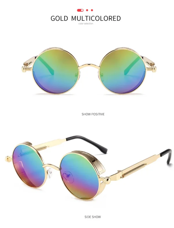 Fashion Style Vintage Round Steam Punk Sunglasses Men's Spring Metal Steampunk Mirror Sun Glasses for Men Women - Image 3