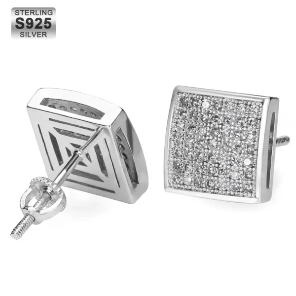 KRKC 14k Gold Jewelry Factory Wholesale New Style Bling CZ 925 Sterling Silver Micro Pave Gold 3D Square Zircon Stud Earrings - Image 6