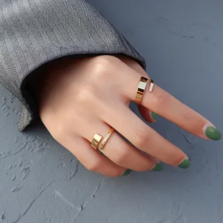 Ins Minimalist Ring Female Hip-Hop Element Index Finger Ring Plated Titanium Steel