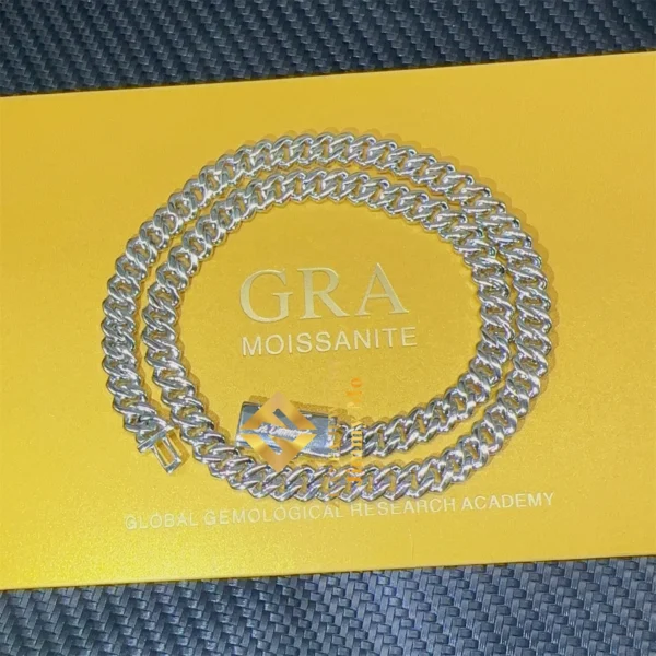 Hot Selling Pass Diamond Tester 8mm Two Rows Pass Diamond Tester Iced Out Hip Hop  VVS1 Moissanite Cuban Link Chain Necklace - Image 3