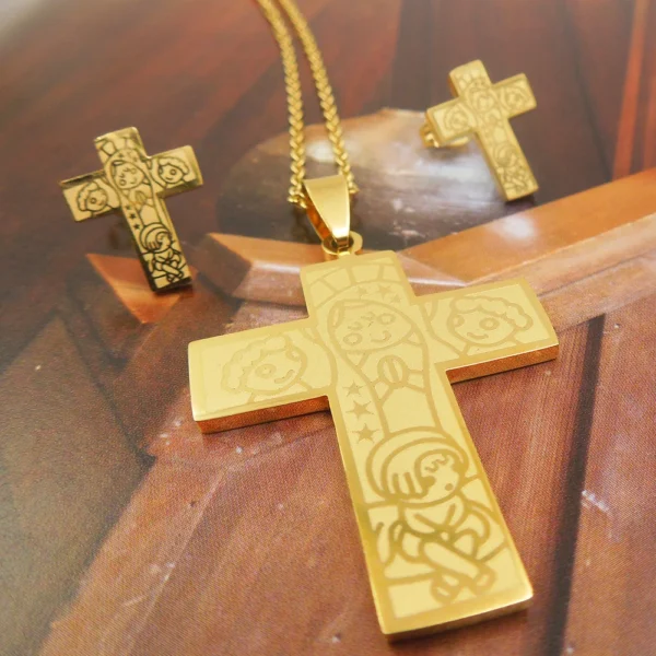 316L Stainless Steel  Cross Pendant Earring  Jewelry Wedding Party,cross Mother's love Gift  Necklace Set for Women - Image 6