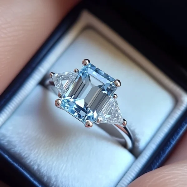 SGARIT Fashion Jewelry 925 Sterling Silver Topaz Ring 3CT Natural Sky Blue Topaz Yellow Citrine Amethyst Gemstone Crystal Rings - Image 3