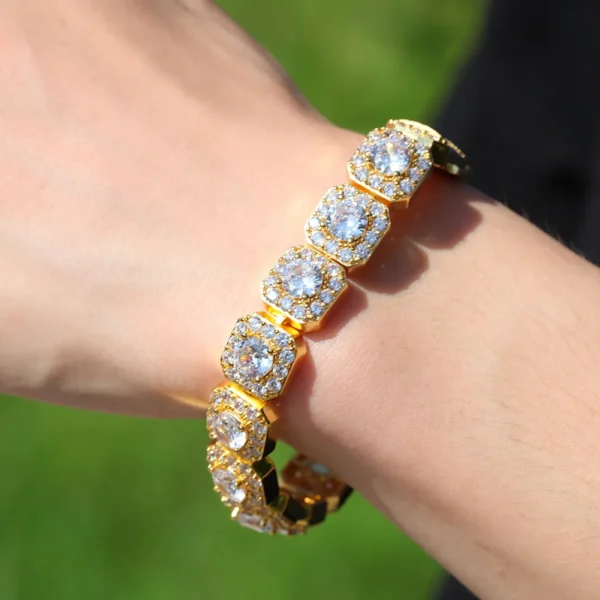 Hot Selling Instagram Men Jewelry Gold Plated Rapper Travis Scott Same Style Big Diamond Tennis Bracelet Iced Out Tennis Chain - Image 3