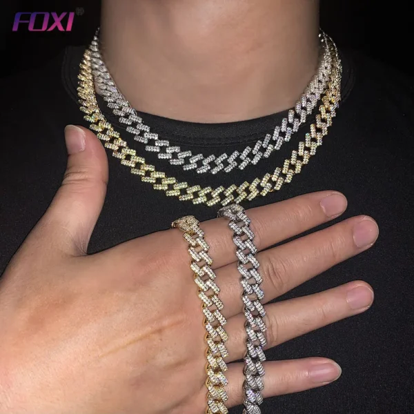 Foxi Jewelry Cuban Chain Zircon Men Hip Hop Necklace Gold Plated Necklace - Image 3