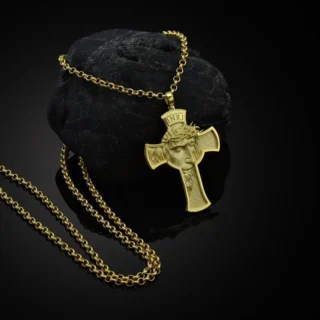 Mens Christian Jewelry Barbed Wire Necklace Jesus Cross Necklace