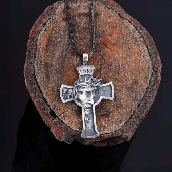 Mens Christian Jewelry Barbed Wire Necklace Jesus Cross Necklace - Image 3