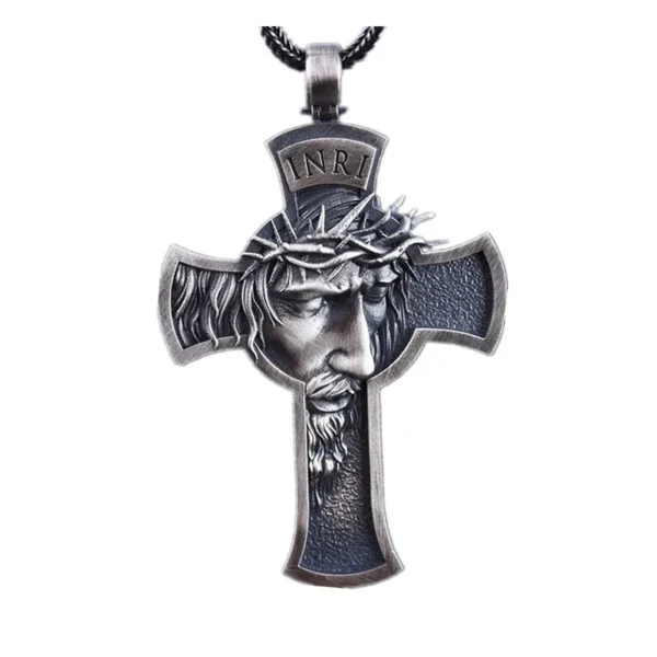 Mens Christian Jewelry Barbed Wire Necklace Jesus Cross Necklace - Image 4