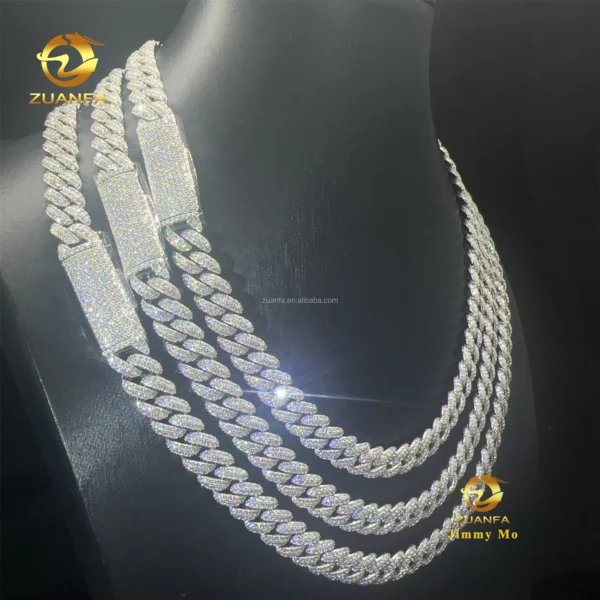 Best Selling Pass Diamond Tester 10mm Two Rows 925 Sterling Silver Iced Out Hip Hop FL Moissanite Diamond Cuban Link Chain Men - Image 6