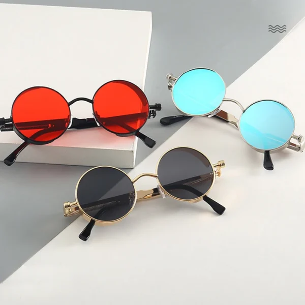 Fashion Style Vintage Round Steam Punk Sunglasses Men's Spring Metal Steampunk Mirror Sun Glasses for Men Women - Image 2
