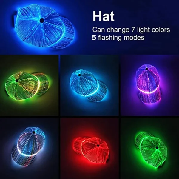 Baseball Cap for Men LED Lighting USB Rechargeable Snapback Hats Hip Hop Music Band Performance Cap Rap Luminous Mens Hat