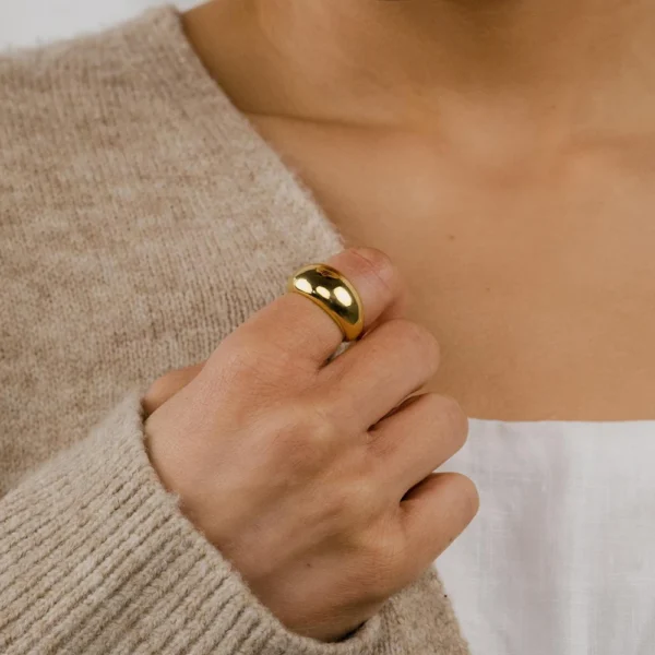Fine Jewelry PVD Gold Plated Dainty Ring 316l Stainless Steel Hypoallergenic Women Punk Ring