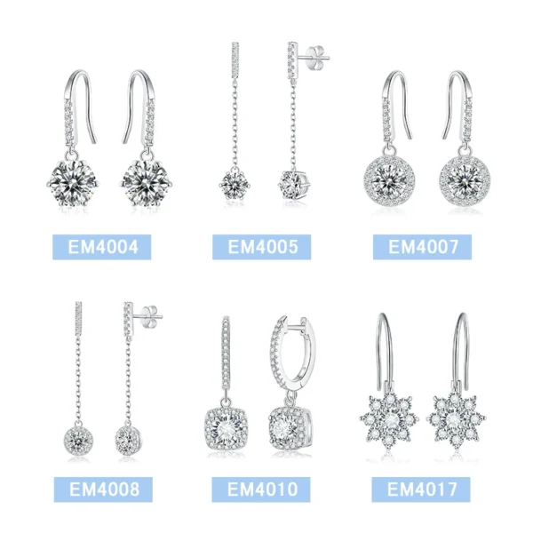 DEF VVS Claw Set halo Classic Moissanite Studs Round Cut Loose Gemstones S925 Sterling Silver Ladies Moissanite Earrings - Image 3