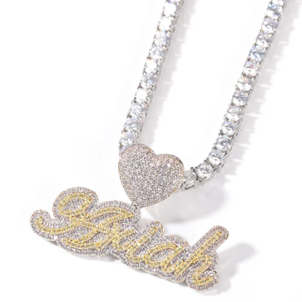 New Design Custom CZ Name Letter Pendant Necklace With Iced Out Cuban Chain Initial Necklace Personalised Hiphop Jewelry - Image 2