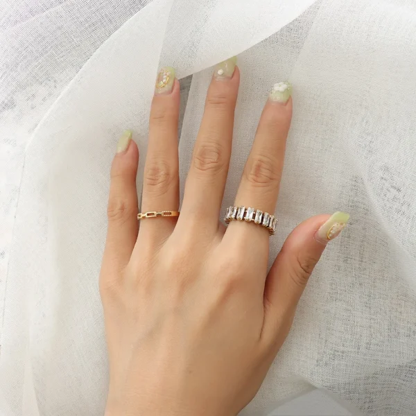 French Style Full Diamond Two Claw Zircon Ring Fashion Trends Titanium Steel Index Finger Rings Stainless Steel for Party - Image 4