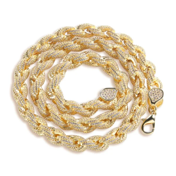 Hip Hop Iced Out Jewellery Cz Zircon Stone Twisted Spiral Cuban Link Chain Real Gold Plated Cuban Chain Rapper for Man - Image 3