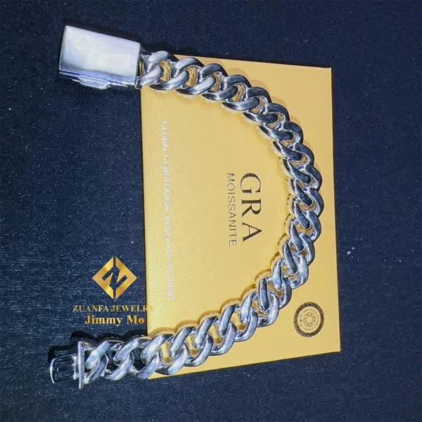 Fashion Style 12mm Two Row 925 Solid Silver Iced Out Hip Hop Fire Jewelry VVS  Moissanite Best Quality Cuban Link Chain Bracelet - Image 5