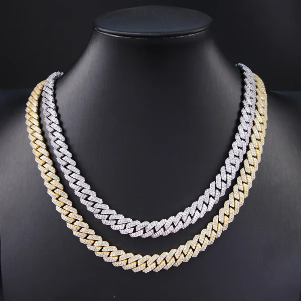 VVS Diamond 2rows 8mm 10mm 12mm 15mm S925 Silver GRA Moissanite Necklace Mans Hiphop Cuban Link Chain for Fashion Jewelry - Image 2