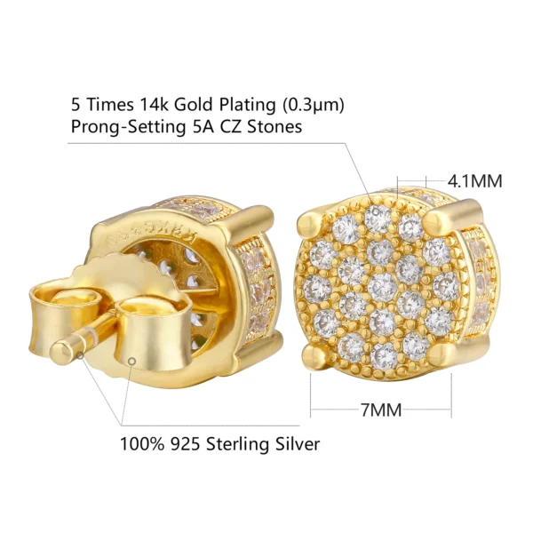 KRKC Fashion 14K/White Gold Plated Round CZ Stud Earrings - Image 2