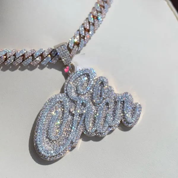 Custom Initial Name Pendant Customized Logo Full Iced Out Charm S925 VVS D Moissanite Diamond Letter Chain for Men and Women - Image 3