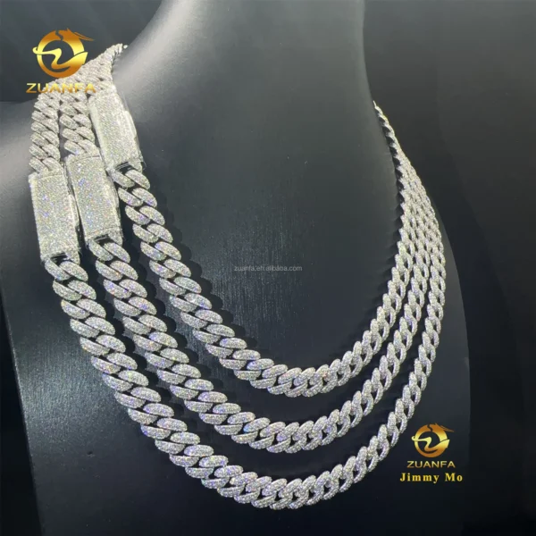 Best Selling Pass Diamond Tester 10mm Two Rows 925 Sterling Silver Iced Out Hip Hop FL Moissanite Diamond Cuban Link Chain Men - Image 3
