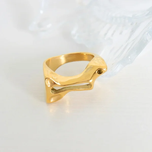Irregular Hollow Ring Hot Selling New Arrival Anniversary Ring 18k Gold Plated Stainless Steel Wholesale Jewelry Supplier - Image 2