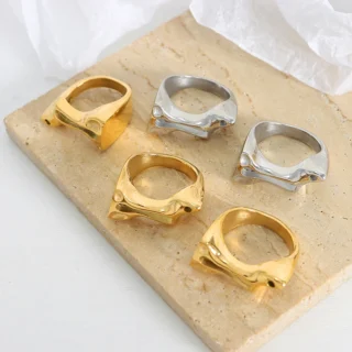 Irregular Hollow Ring Hot Selling New Arrival Anniversary Ring 18k Gold Plated Stainless Steel Wholesale Jewelry Supplier
