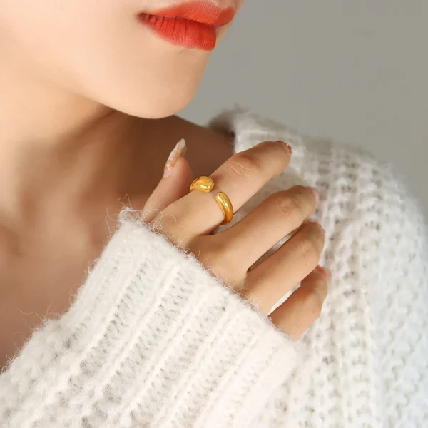 French Simple 316L Stainless Steel Ring Personality Luxury Opening Non Adjustable Ring for Women Wholesale - Image 4