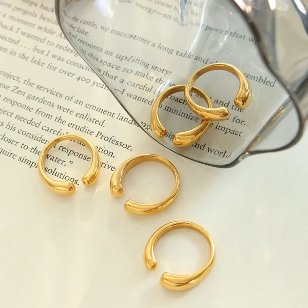 French Simple 316L Stainless Steel Ring Personality Luxury Opening Non Adjustable Ring for Women Wholesale