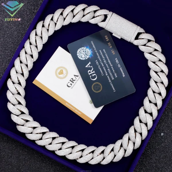 Luxury Iced Out Diamond Necklace 22mm Wide 18k Gold Plated Heavy Silver VVS Moissanite Cuban Link Chain for Mens Jewelry - Image 5