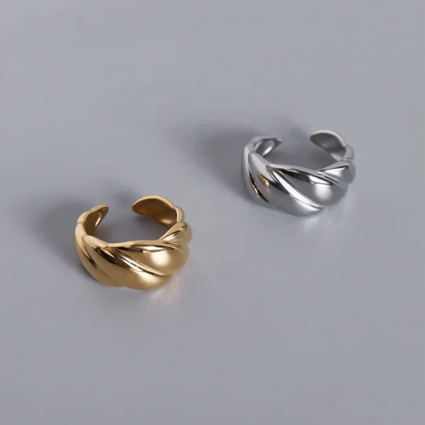 Marka French Ins Style Ring Threaded Ring Opening Female 18 K Gold Finger Rings Titanium Steel - Image 2