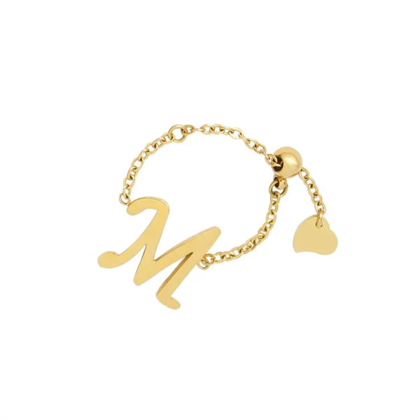 Hot Sale Factory Direct Gold Plated Stainless Steel Letter M Design Initial Rings Jewelry Rings With Charms for Women - Image 5