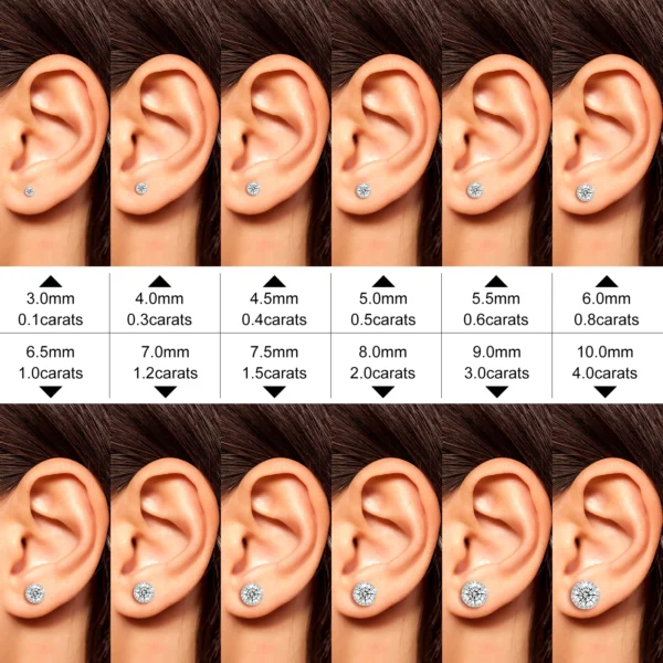 Fine Jewelry Screw Back Women Luxury Gold Plated 925 Sterling Silver Iced Out VVS Moissanite Diamond Halo Stud Earrings for Men - Image 5