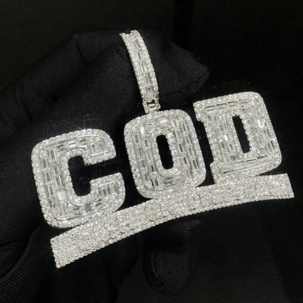 New Arrived Iced Out Bling CZ Letter Cash on Delivery COD Pendant Necklace Silver Gold Plated Men Hip Hop Jewelry - Image 2