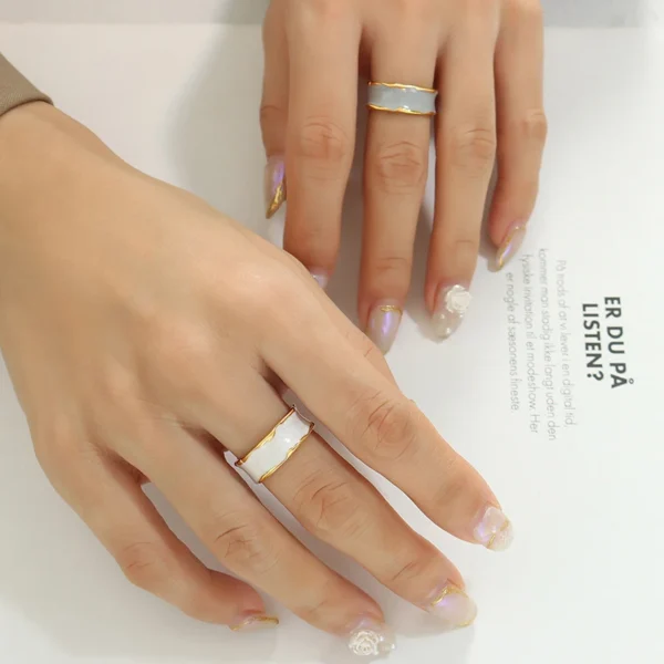 Hot Selling Morandi Ring Stainless Steel Genuine Gold Adjustable Ring - Image 4