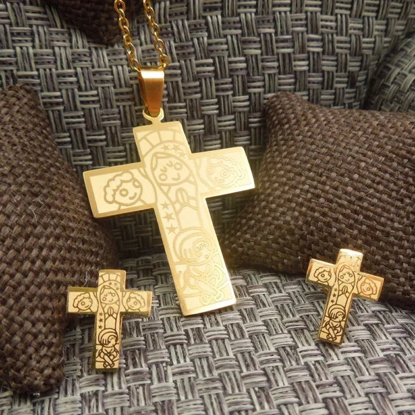 316L Stainless Steel  Cross Pendant Earring  Jewelry Wedding Party,cross Mother's love Gift  Necklace Set for Women - Image 2