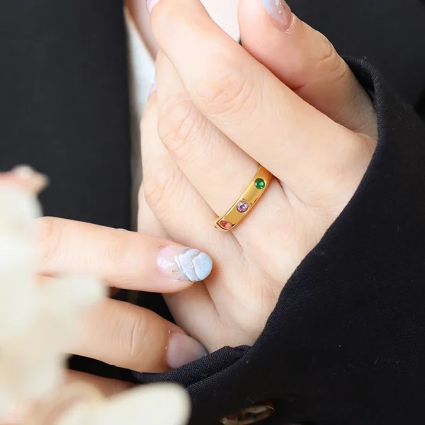 New Fashion Design Ring Colorful Zircon Open Forefinger Ring - Image 4