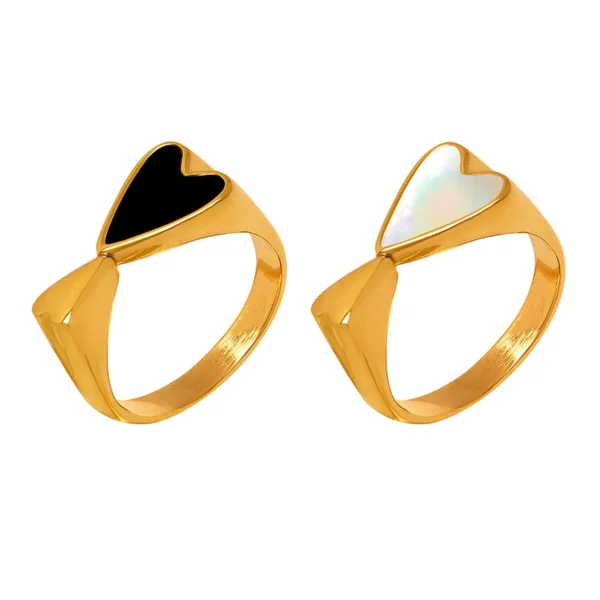 Wholesale Price 18K Gold Women's Rings Love Personality White Shell Acrylic Stainless Steel for Engagement Party Anniversary - Image 6