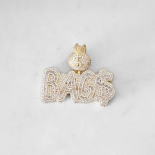 High Quality Hip Hop Dollar $ Money Bag Letter Pendant Necklace for Men Iced Out Bling CZ With Rope Chain Jewelry