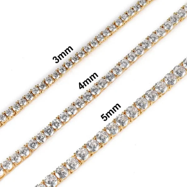 Hot Selling Unisex Tennis Chain Necklace One Row with 3mm-5mm CZ Zircon Stylish Hip Hop Icy Jewelry - Image 4