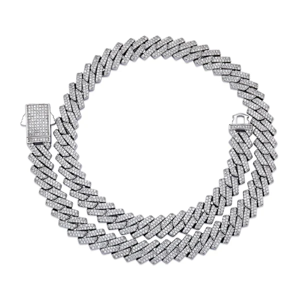 2021 Luxury 10mm Silver Gold Blue Cuban Link Chain Hip Hop Jewelry Cuban Bracelet - Image 2