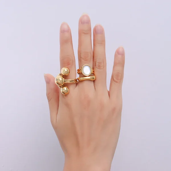 Wholesale Geometric Pentagram Graphic Ring 18K Gold Plated Ring - Image 3