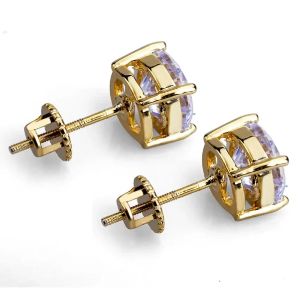 Gold/Silver Color Plated Iced Out Micro Pave Big CZ Stone Stud Earring Hip Hop Rock Jewelry Earrings for Male Female Gifts - Image 3