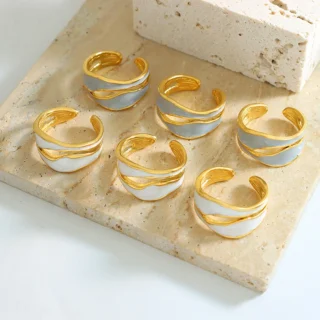 Factory Wholesale Price Blue Ring Stainless Open Asymmetric Ring