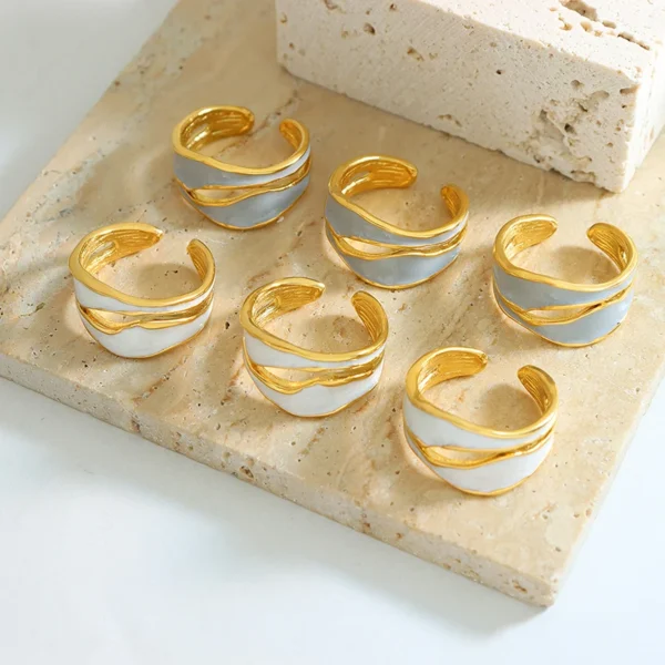 Factory Wholesale Price Blue Ring Stainless Open Asymmetric Ring
