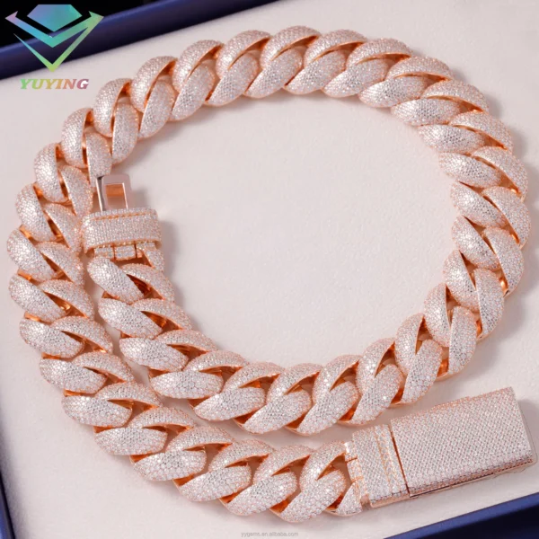 Luxury Iced Out Diamond Necklace 22mm Wide 18k Gold Plated Heavy Silver VVS Moissanite Cuban Link Chain for Mens Jewelry - Image 3