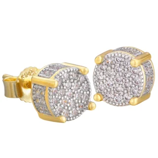 KRKC Fashion 14K/White Gold Plated Round CZ Stud Earrings