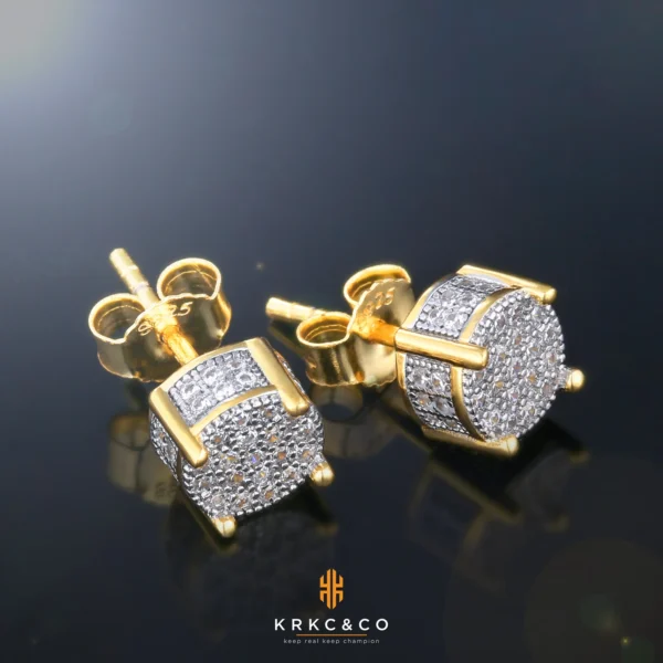 KRKC Fashion 14K/White Gold Plated Round CZ Stud Earrings - Image 4