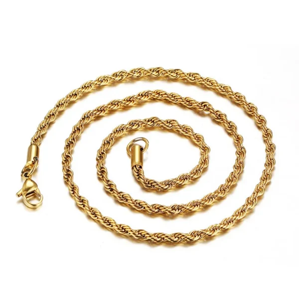 2-4mm Stainless Steel Chain Twist Rope Gold Chain Necklace - Image 5